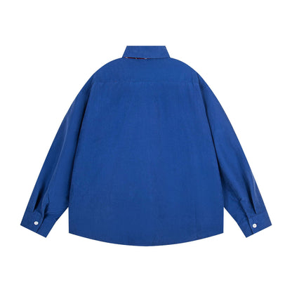 𝔼mbro 𝕊hirt𒉽2025秋冬領帶系列小熊刺繡格子寬鬆襯MO-18