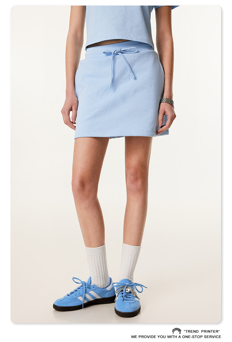 Fierce & Fitted 美式夏季甜妹圓領短T半身裙套裝	N-23 BABY藍