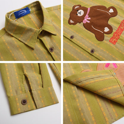 𝔼mbro 𝕊hirt𒉽2025秋冬日式可愛圖案刺繡襯衫IN-58