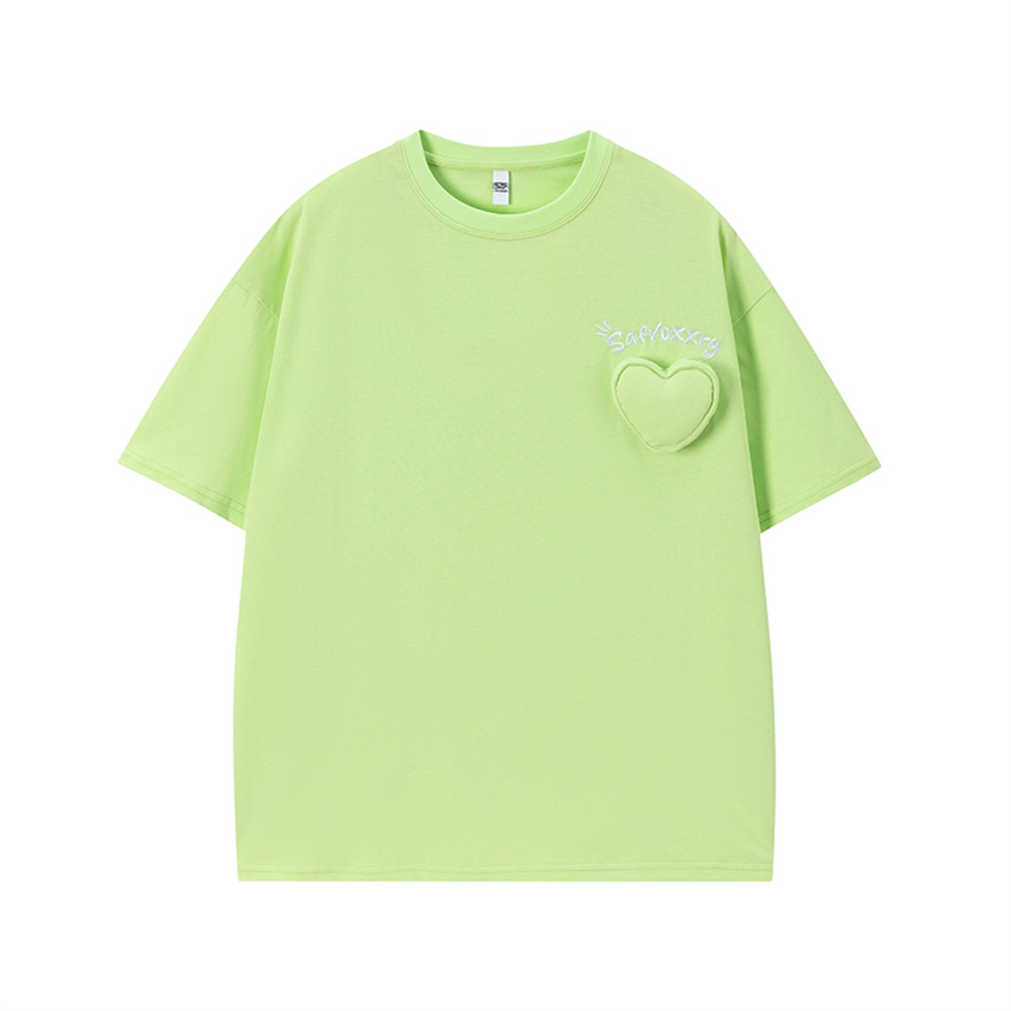 𝕃oose 𝔽it ☞𝟤𝟢𝟤𝟧 ☜美式復古愛心字母圓領T-Shirt寬版上衣SA-5