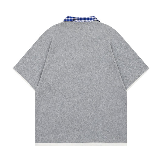 𝕃oose 𝔽it ☞𝟤𝟢𝟤𝟧 ☜領帶系列假兩件圓領寬版上衣T-38