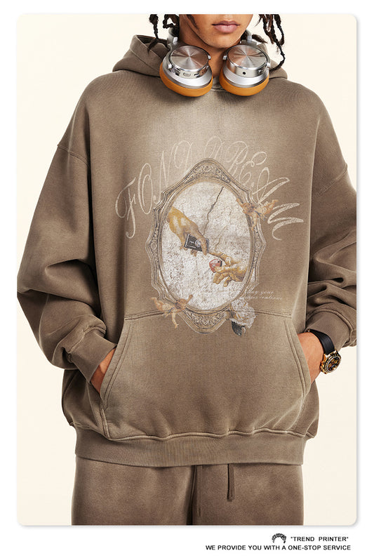 ♛𝔽𝕦𝕤𝕚𝕠𝕟 𝔽𝕠𝕔𝕦𝕤 ♛2025秋冬高磅復古水洗印花帽T B-85