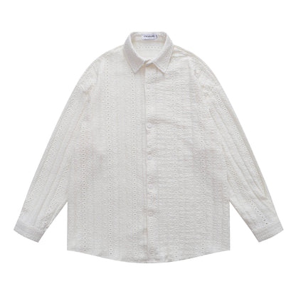 𝔼mbro 𝕊hirt𒉽2025秋冬卡通簍空條紋襯衫外套Y-91