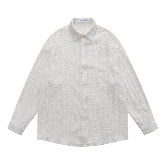 𝔼mbro 𝕊hirt𒉽2025秋冬卡通簍空條紋襯衫外套Y-91