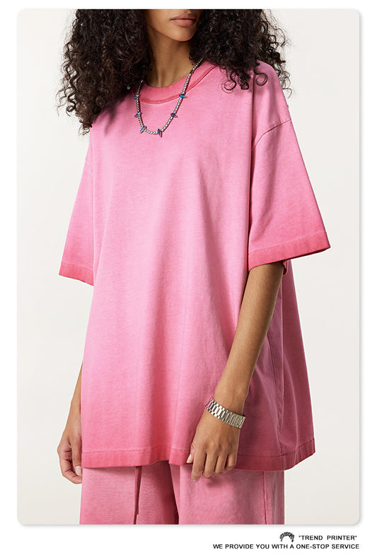 ▶𝔽𝕦𝕤𝕚𝕠𝕟 𝔽𝕠𝕔𝕦𝕤 ⌘𝓦𝓪𝓼𝓱𝓮𝓭 𝔀𝓲𝓷𝓭 ◀  2025夏季歐美高街oversize寬鬆大碼半袖Ｔ恤雙紗平纹圓領短袖  TZ-02