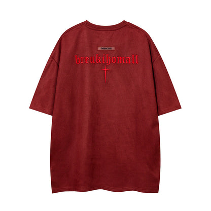 𝕃oose 𝔽it ☞𝟤𝟢𝟤𝟧 ☜美式復古字母刺繡圓領男女中性 T-Shirt寬版上衣J-9