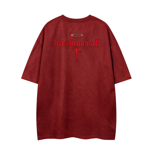 𝕃oose 𝔽it ☞𝟤𝟢𝟤𝟧 ☜美式復古字母刺繡圓領男女中性 T-Shirt寬版上衣J-9