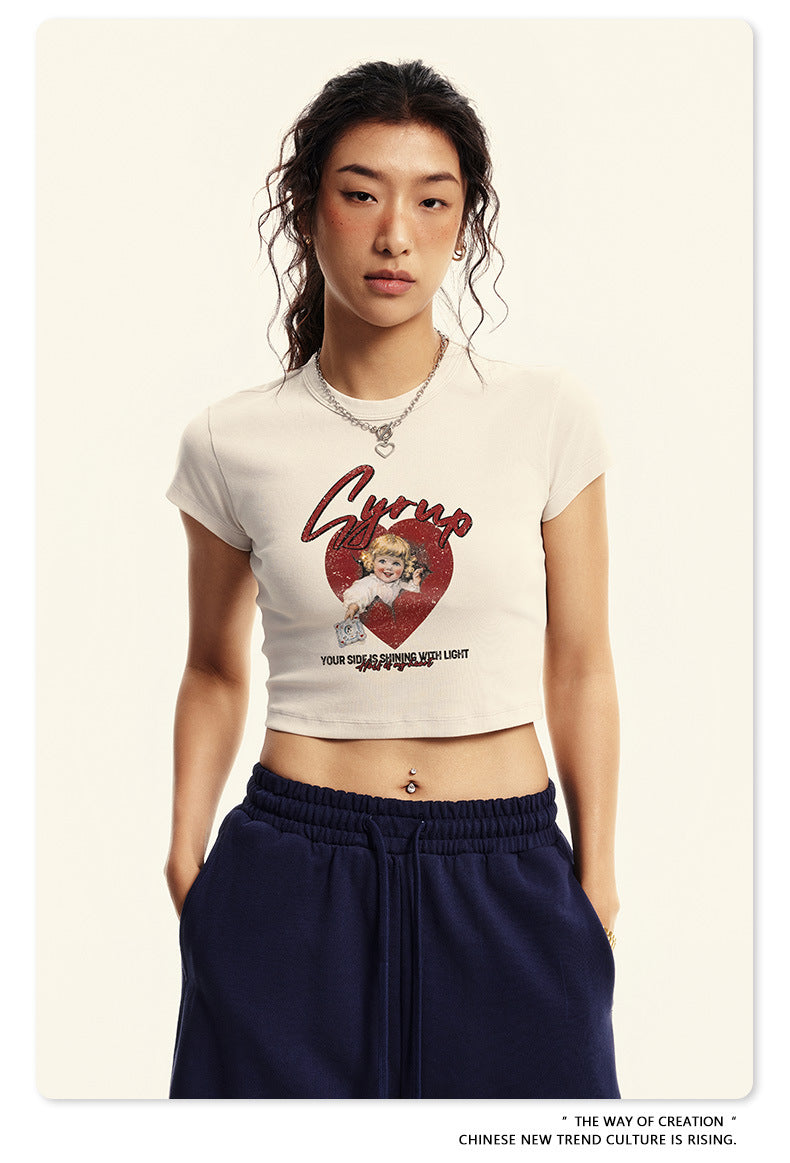 Fierce & Fitted 美式夏季修身辣妹短版上衣G46 復古米