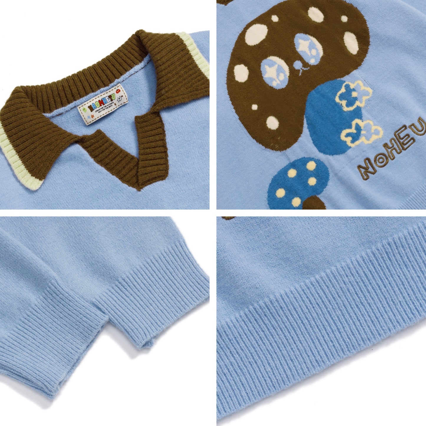 ⓀⓃⒾⓉ𒉽2025秋冬復古撞色慵懶蘑菇針織 M-15