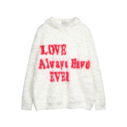 ⓀⓃⒾⓉ𒉽2025秋冬復古字母慵懶風連帽針織 M-19