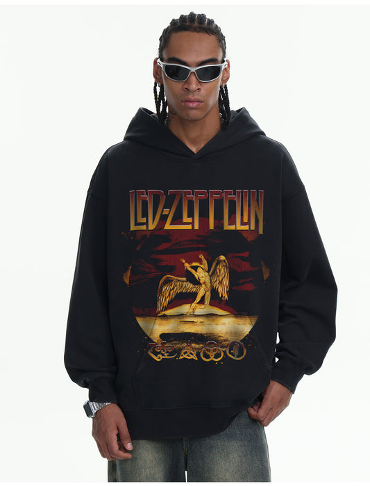 ♛𝔽𝕦𝕤𝕚𝕠𝕟 𝔽𝕠𝕔𝕦𝕤 ♛410G重磅水洗美式復古連帽大學T  FZ-	42