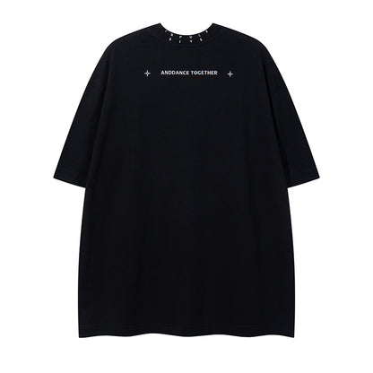 𝕃oose 𝔽it ☞𝟤𝟢𝟤𝟧 ☜美式復古字母刺繡圓領寬版上衣 Y-2