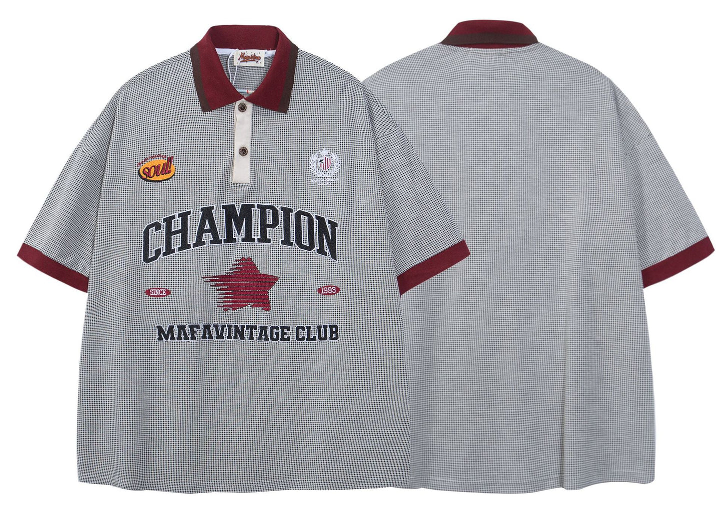 Polo Shirt𒉽美式復古刺繡字母翻領POLO衫IN-31