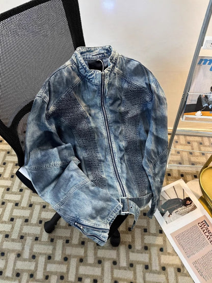 snɔoɟ uoı̣snɟ - 做舊牛仔上衣男高级感痞帥美式夾克設計感男外套 Bc-005