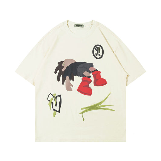 𝕃oose 𝔽it ☞𝟤𝟢𝟤𝟧 ☜夏季新款印花圓領寬版上衣B-5