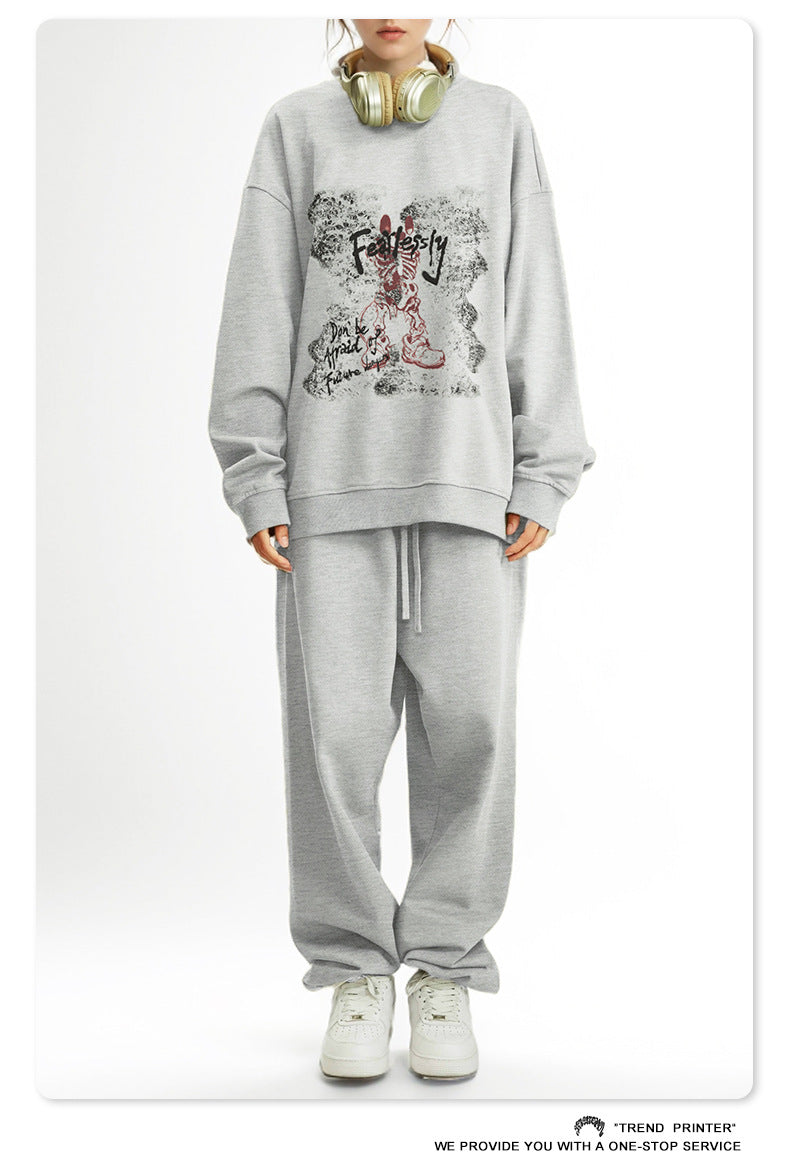 ♛𝔽𝕦𝕤𝕚𝕠𝕟 𝔽𝕠𝕔𝕦𝕤 ♛2025秋冬高磅水洗印花寬鬆落肩厚T 916