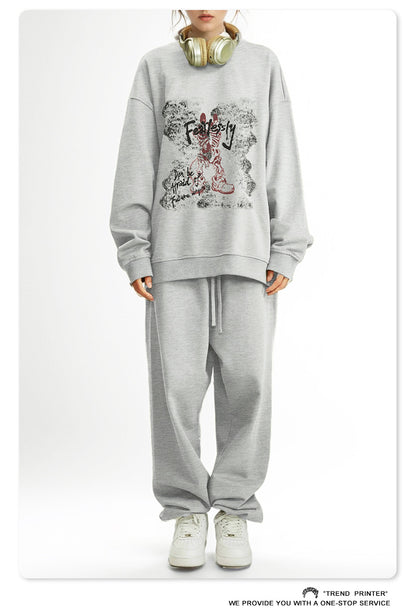 ♛𝔽𝕦𝕤𝕚𝕠𝕟 𝔽𝕠𝕔𝕦𝕤 ♛2025秋冬高磅水洗印花寬鬆落肩厚T 916