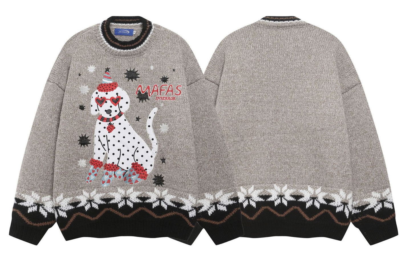 ⓀⓃⒾⓉ𒉽2025秋冬可愛小狗風格圓領針織 K-65