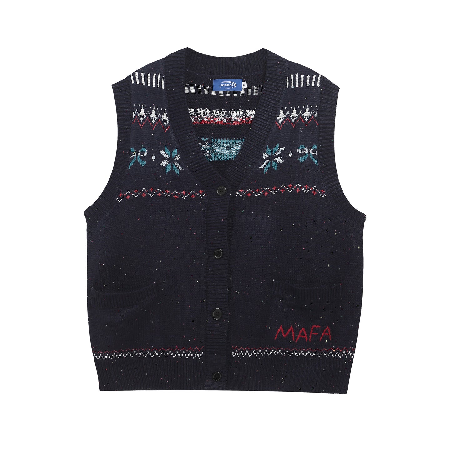 ⓀⓃⒾⓉ𒉽2025秋冬復古疊穿V領針織背心IN-23