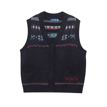 ⓀⓃⒾⓉ𒉽2025秋冬復古疊穿V領針織背心IN-23