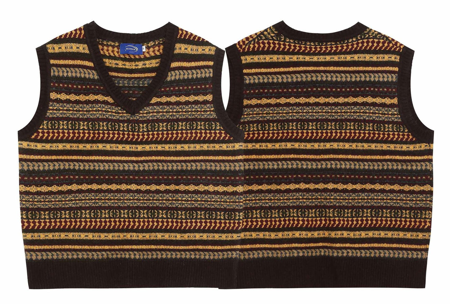 ⓀⓃⒾⓉ𒉽2025秋冬復古疊穿V領背心  IN-72