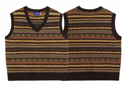 ⓀⓃⒾⓉ𒉽2025秋冬復古疊穿V領背心  IN-72