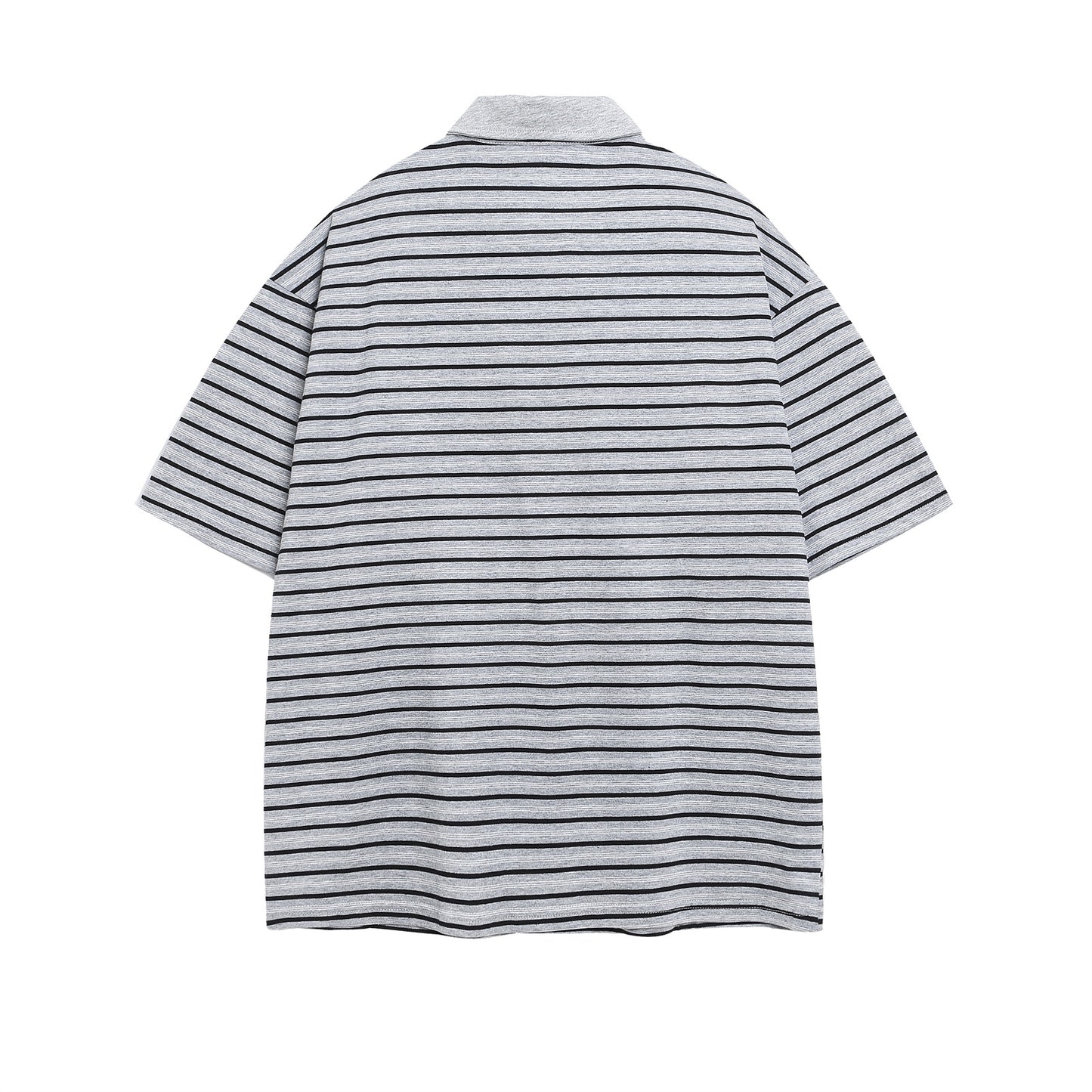 Polo Shirt𒉽美式復古貼布繡條紋翻領POLO衫IN-36
