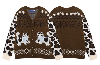 ⓀⓃⒾⓉ𒉽2025秋冬趣味小貓針織開衫外套 K-18