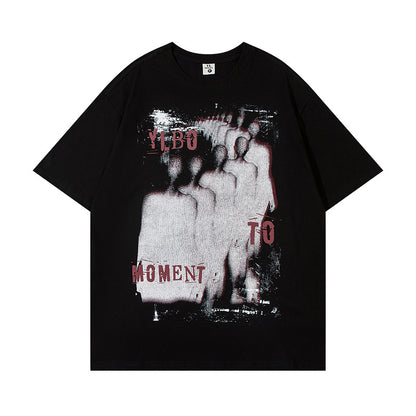 𝕃oose 𝔽it ☞𝟤𝟢𝟤𝟧 ☜美式復古設計感人像印花圖案男女中性 T-Shirt寬版上衣 LY56