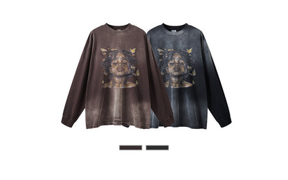 ♛𝔽𝕦𝕤𝕚𝕠𝕟 𝔽𝕠𝕔𝕦𝕤 ♛2025秋冬復古水洗印花大學T W-55