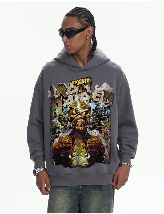 ♛𝔽𝕦𝕤𝕚𝕠𝕟 𝔽𝕠𝕔𝕦𝕤 ♛410G重磅水洗美式復古連帽大學T  FZ-36