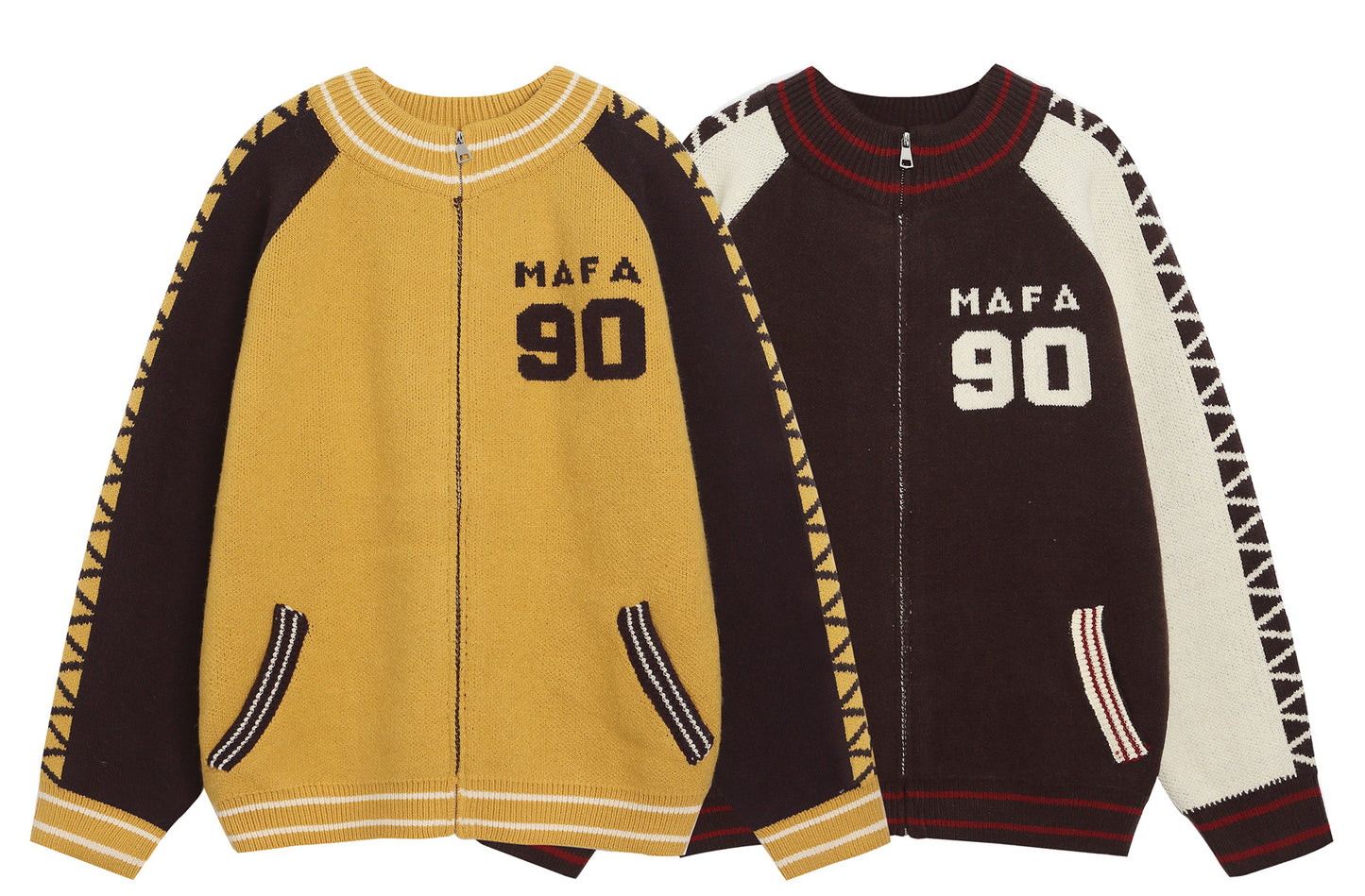 ⓀⓃⒾⓉ𒉽2025秋冬美式復古撞色針織外套 K-69