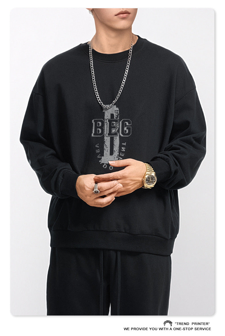 ♛𝔽𝕦𝕤𝕚𝕠𝕟 𝔽𝕠𝕔𝕦𝕤 ♛2025秋冬高磅水洗印花寬鬆落肩帽T 508