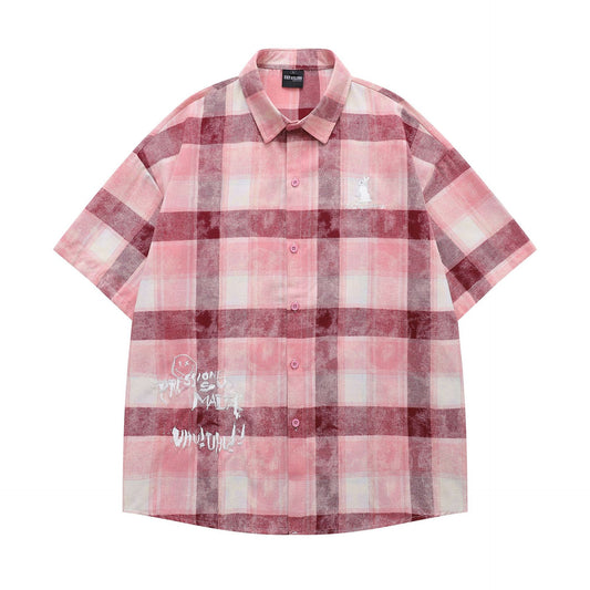 𝔼mbro 𝕊hirt𒉽美式復古可愛刺繡休閒寬鬆襯衫Y-1