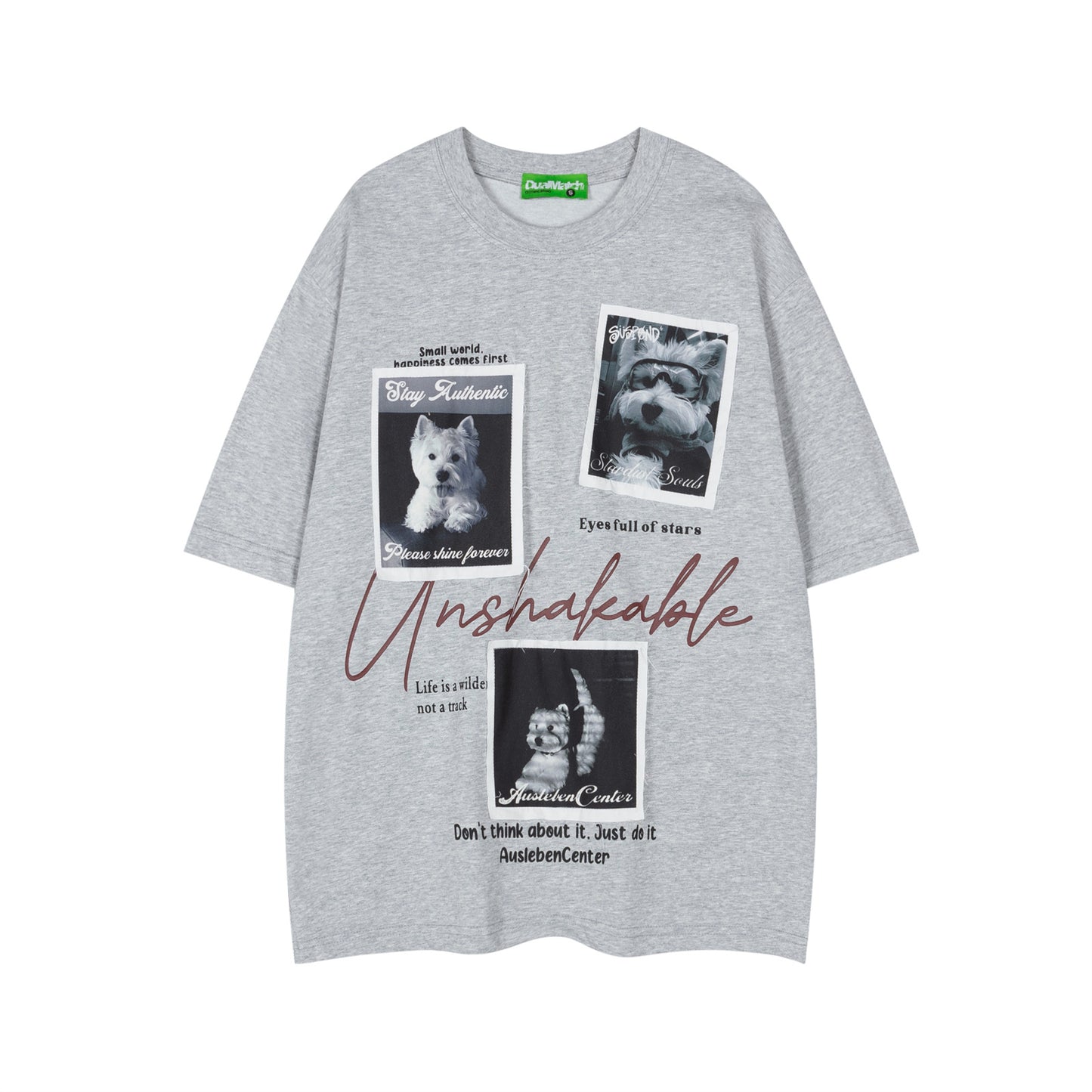 𝕃oose 𝔽it ☞𝟤𝟢𝟤𝟧 ☜美式復古小狗印花圓領男女中性 T-Shirt寬版上衣 DA-78