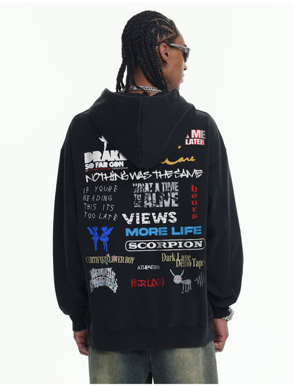 ♛𝔽𝕦𝕤𝕚𝕠𝕟 𝔽𝕠𝕔𝕦𝕤 ♛410G重磅水洗美式復古落肩連帽大學T  FZ-58