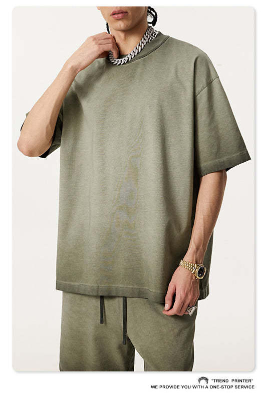 ▶𝔽𝕦𝕤𝕚𝕠𝕟 𝔽𝕠𝕔𝕦𝕤 ⌘𝓦𝓪𝓼𝓱𝓮𝓭 𝔀𝓲𝓷𝓭 ◀  2025夏季歐美高街oversize寬鬆大碼半袖Ｔ恤雙紗平纹圓領短袖  TZ-02