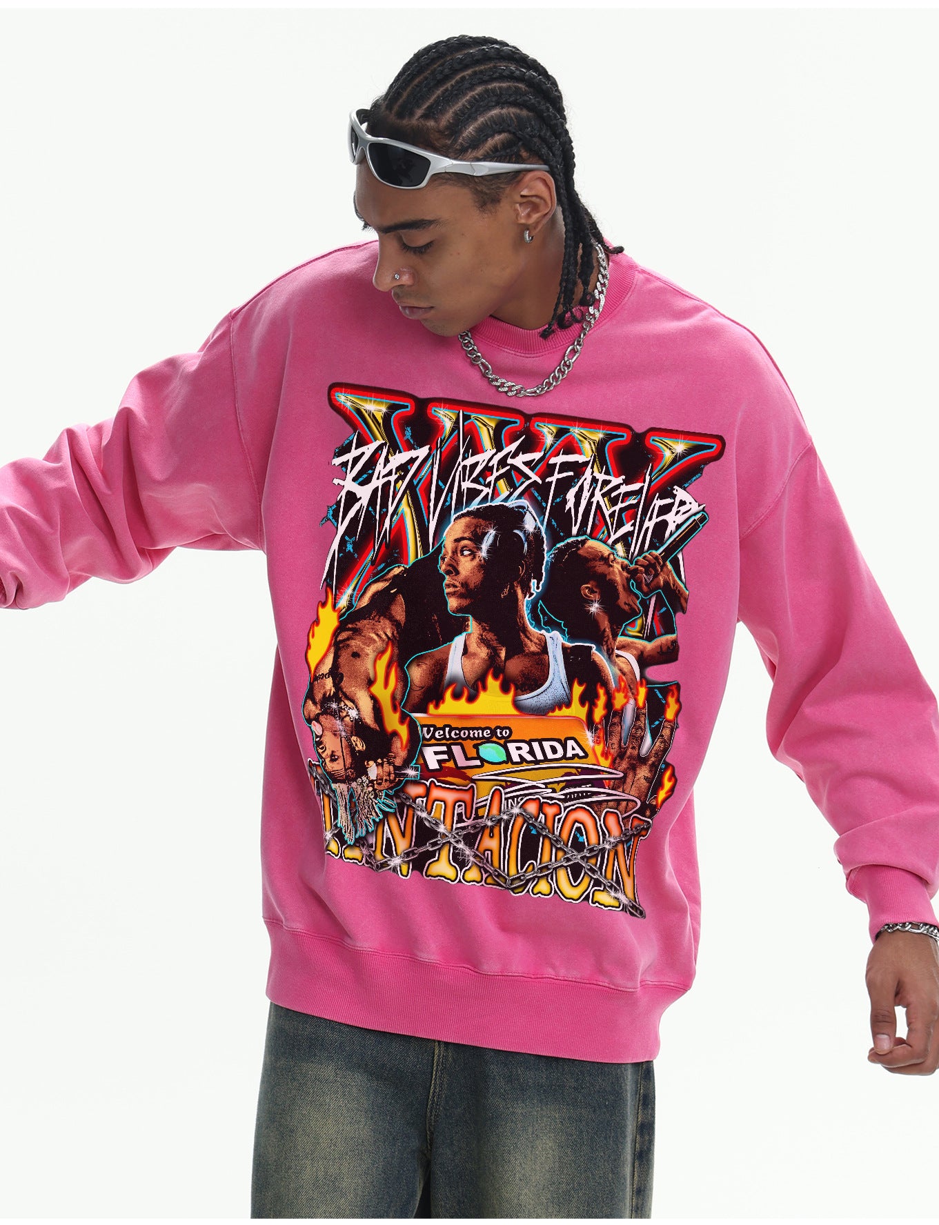 ♛𝔽𝕦𝕤𝕚𝕠𝕟 𝔽𝕠𝕔𝕦𝕤 ♛410G重磅水洗美式復古圓領厚T  GH-63