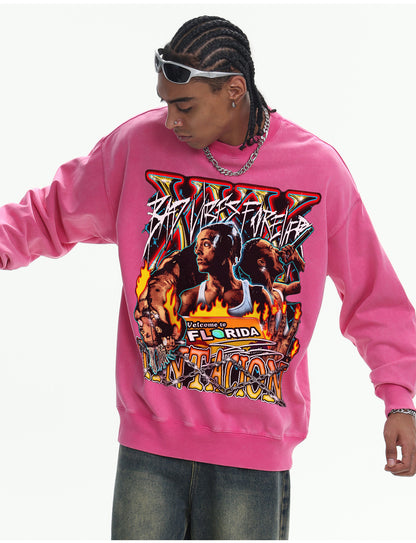 ♛𝔽𝕦𝕤𝕚𝕠𝕟 𝔽𝕠𝕔𝕦𝕤 ♛410G重磅水洗美式復古圓領厚T  GH-63