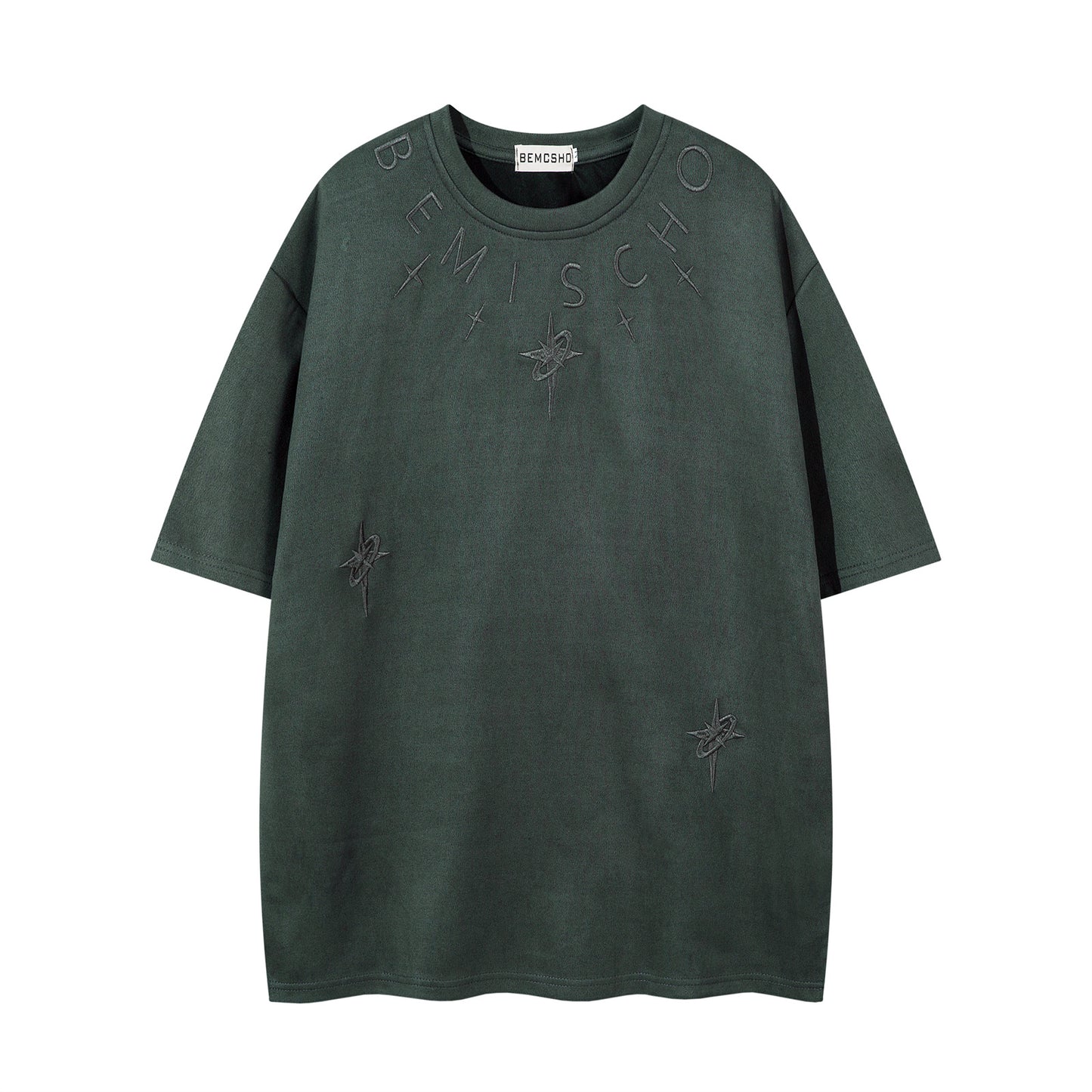 𝕃oose 𝔽it ☞𝟤𝟢𝟤𝟧 ☜美式復古字母刺繡圓領男女中性 T-Shirt寬版上衣JK-70