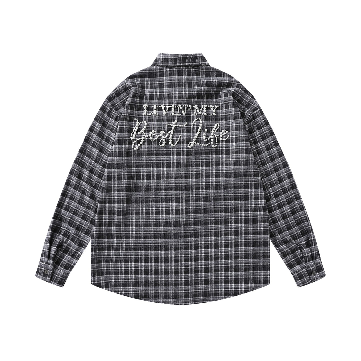 𝔼mbro 𝕊hirt𒉽2025秋冬復古格子寬鬆襯衫外套JD-2