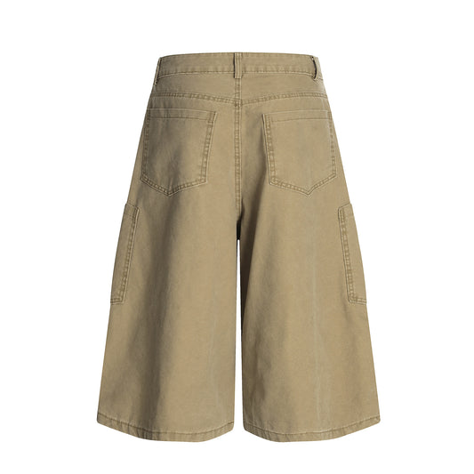 𖥟𝕽𝖊𝖑𝖆𝖝𝖊𝖉 𝖋𝖎𝖙  ☞美式復古工裝七分褲G-51