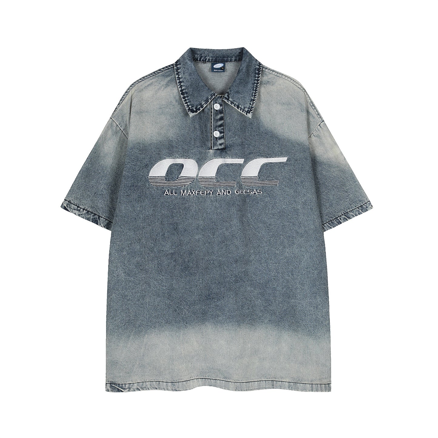 Polo Shirt𒉽美式復古牛仔水洗翻領POLO衫G-80