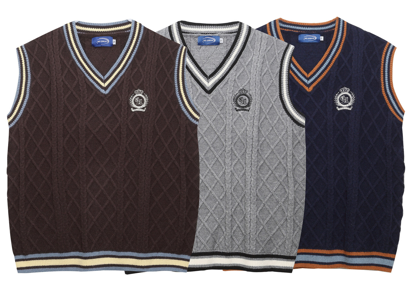 ⓀⓃⒾⓉ𒉽2025秋冬復古疊穿V領背心 IN-63