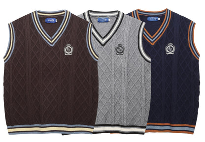 ⓀⓃⒾⓉ𒉽2025秋冬復古疊穿V領背心 IN-63