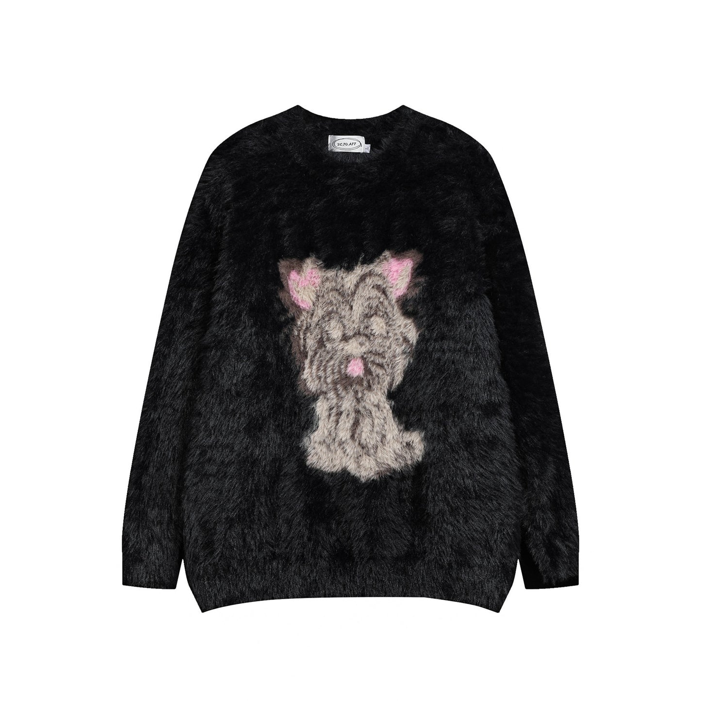 ⓀⓃⒾⓉ𒉽2025秋冬復古慵懶小狗圓領針織 M-14