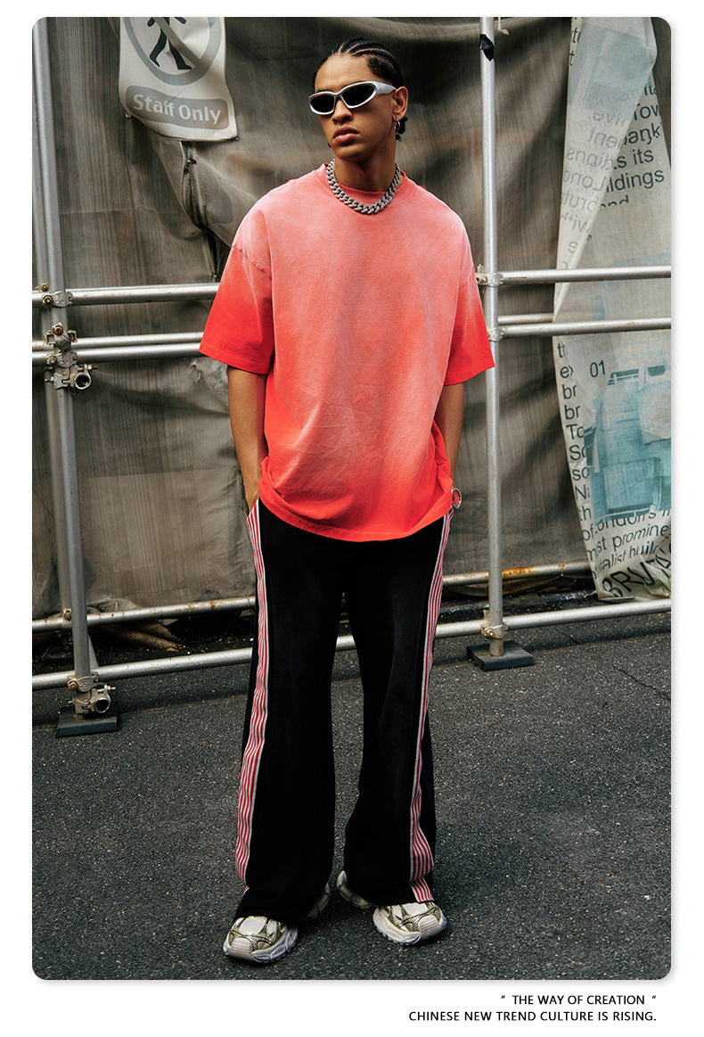 ▶𝔽𝕦𝕤𝕚𝕠𝕟 𝔽𝕠𝕔𝕦𝕤 ⌘𝓦𝓪𝓼𝓱𝓮𝓭 𝔀𝓲𝓷𝓭 ◀ 2025春夏潮牌ins新款纯棉水洗做舊短袖街頭巴家重磅半袖Ｔ恤 TZ-05