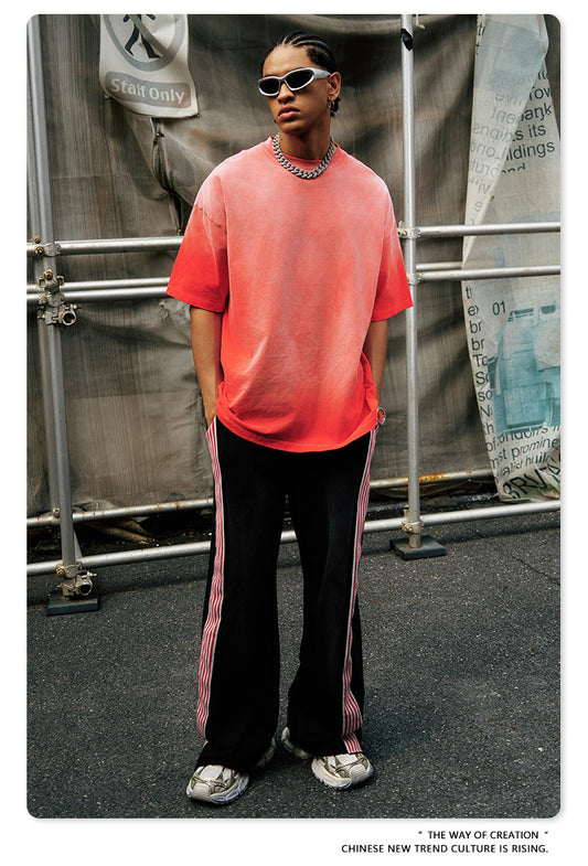 ▶𝔽𝕦𝕤𝕚𝕠𝕟 𝔽𝕠𝕔𝕦𝕤 ⌘𝓦𝓪𝓼𝓱𝓮𝓭 𝔀𝓲𝓷𝓭 ◀ 2025春夏潮牌ins新款纯棉水洗做舊短袖街頭巴家重磅半袖Ｔ恤 TZ-05