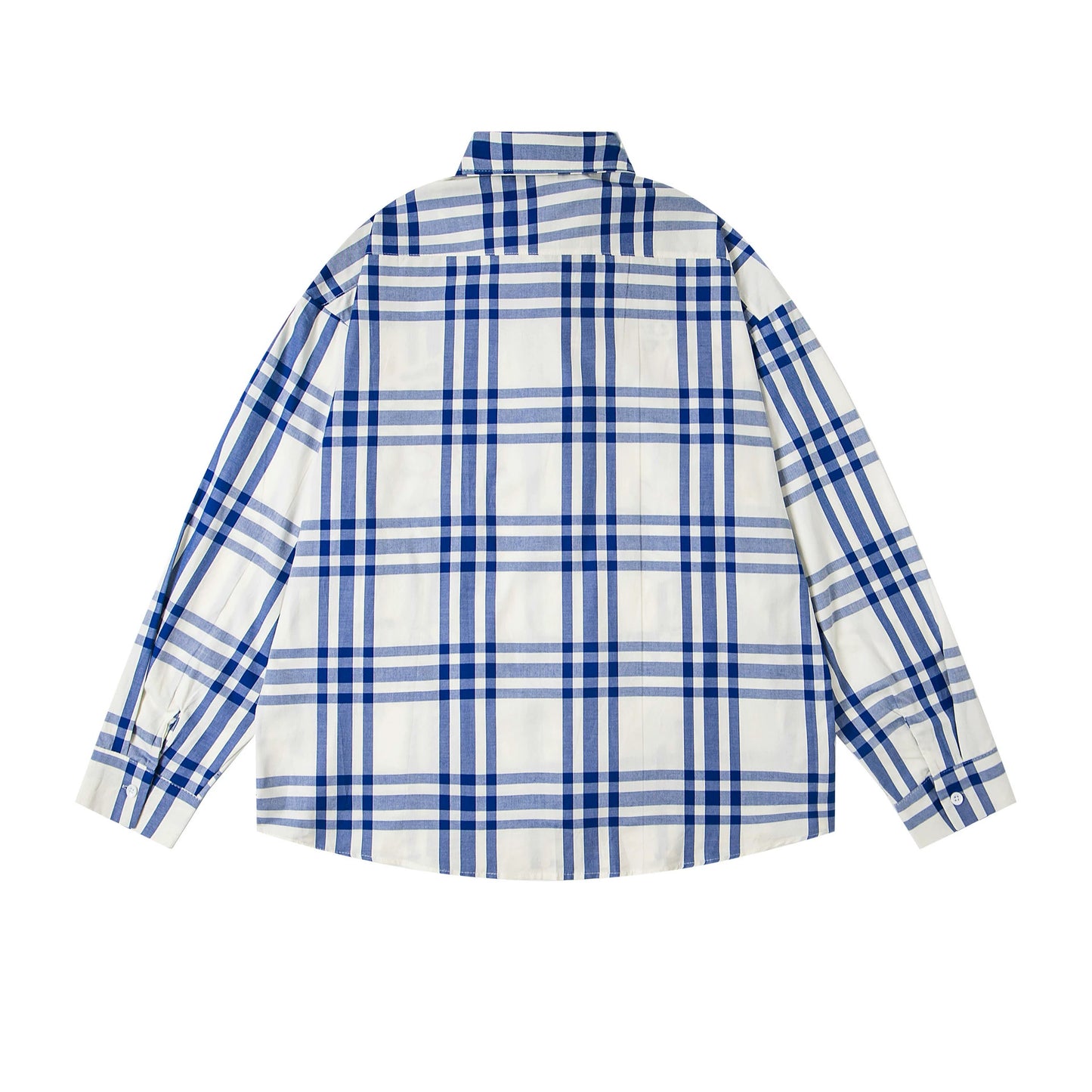 𝔼mbro 𝕊hirt𒉽2025秋冬卡通刺繡格子寬鬆襯衫M-11