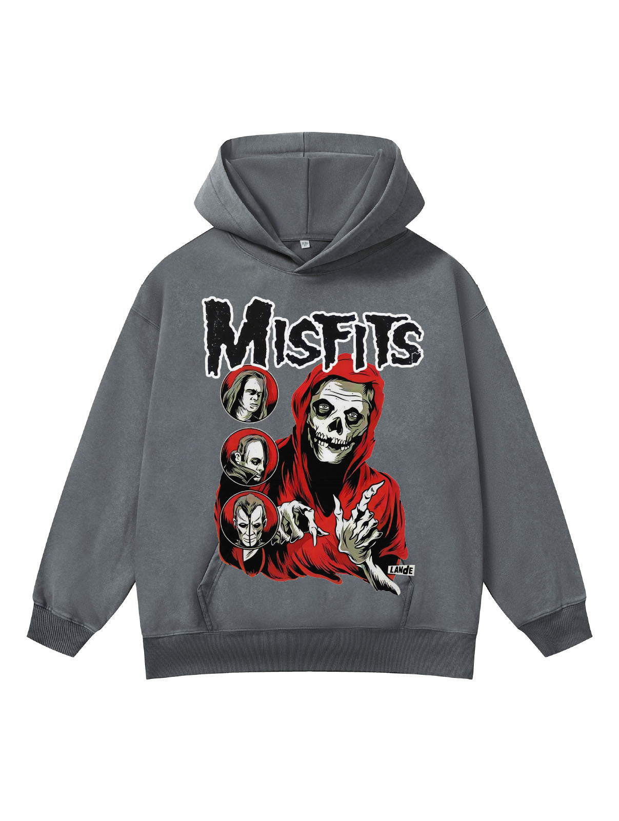 ♛𝔽𝕦𝕤𝕚𝕠𝕟 𝔽𝕠𝕔𝕦𝕤 ♛410G重磅水洗美式復古Misfits連帽大學T  FZ-37